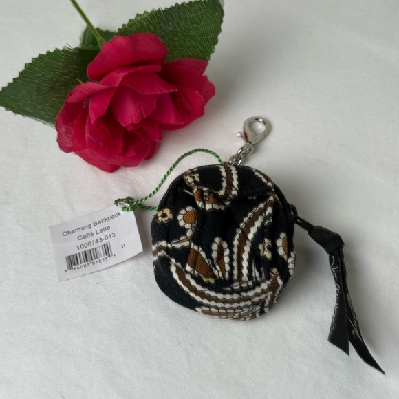 Vera Bradley Accessories - NWT Vera Bradley Caffe Latte Charming Backpack Keychain